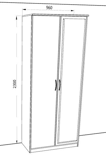 Шкаф 2-х створчатый «Дуэт Люкс» с зеркалом в цвете Дуб Бодега купить в Перми