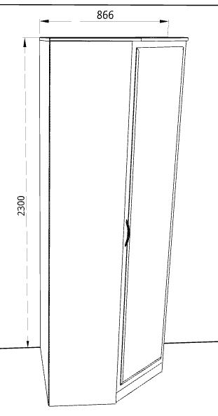 Шкаф угловой «Дуэт Люкс» с зеркалом  в цвете дуб вотан/графит - Фабрика ЭКО