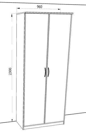 Шкаф 2-х створчатый «Дуэт Люкс» без зеркала в цвете Дуб Бодега купить в Перми