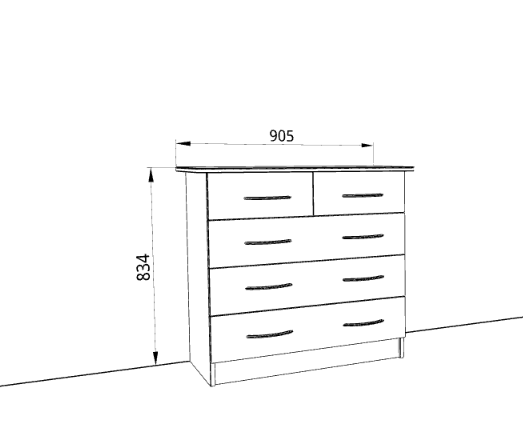 Комод 900 «Дуэт Люкс» с 5-ящиками в цвете Дуб бодега купить в Перми
