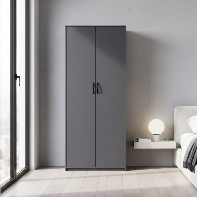Шкаф 2-х створчатый "Дуэт Люкс" в цвете Графит