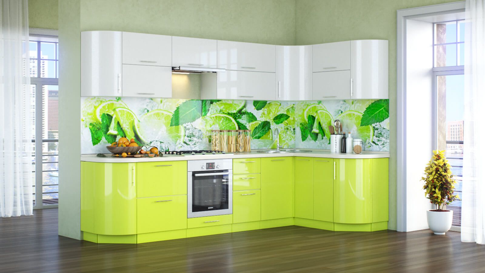 Лайм пермь. Кухонный гарнитур зеленый. Салатовый кухонный гарнитур. Кухня зеленого цвета.