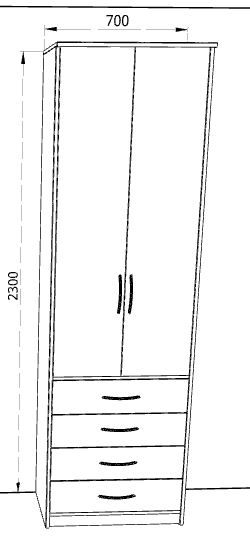 Шкаф универсальный «Дуэт Люкс» в цвете Дуб Бодега купить в Перми