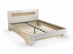 Кровать «Палермо» 1600 в цвете Шимо светлый/Белый глянец - Фабрика ЭКО