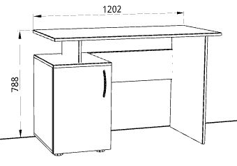 Стол письменный с дверкой в цвете Шимо темный/светлый  - Фабрика ЭКО