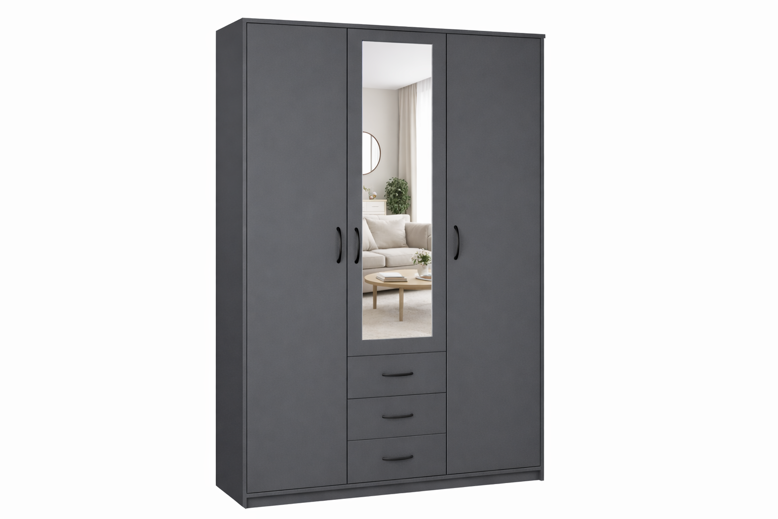 Шкаф комбинированный "Дуэт Люкс" с зеркалом в цвете Графит