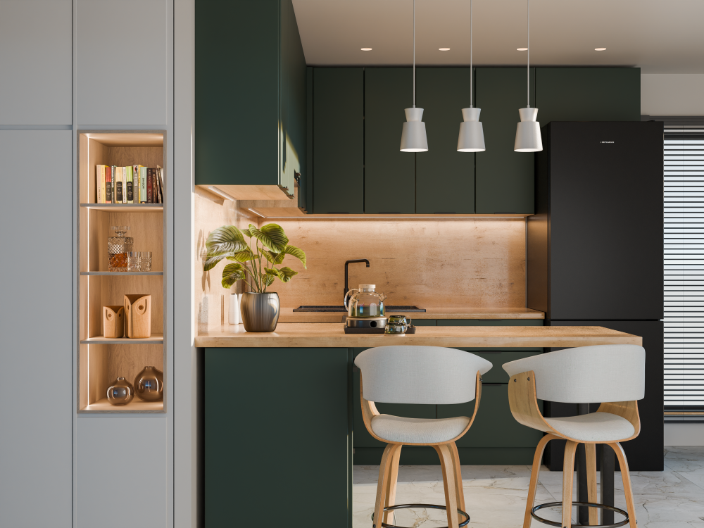 Кухня с барной стойкой на заказ - Фабрика ЭКО