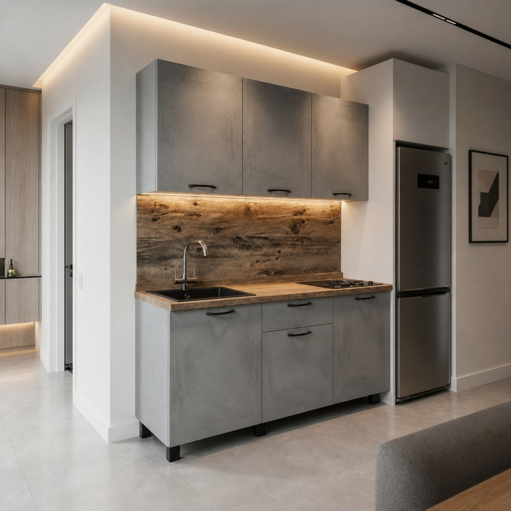 Кухня "Готовое решение" 1500 Цемент - Фабрика ЭКО
