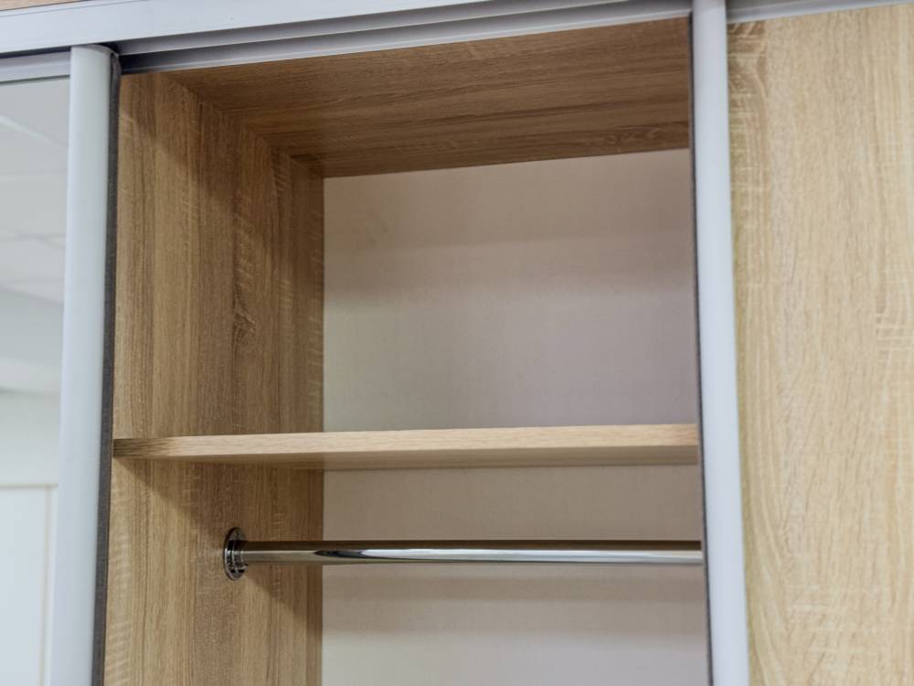 Шкаф-купе 3-х дверный с зеркалом 1800 в цвете Дуб сонома светлый - Фабрика ЭКО