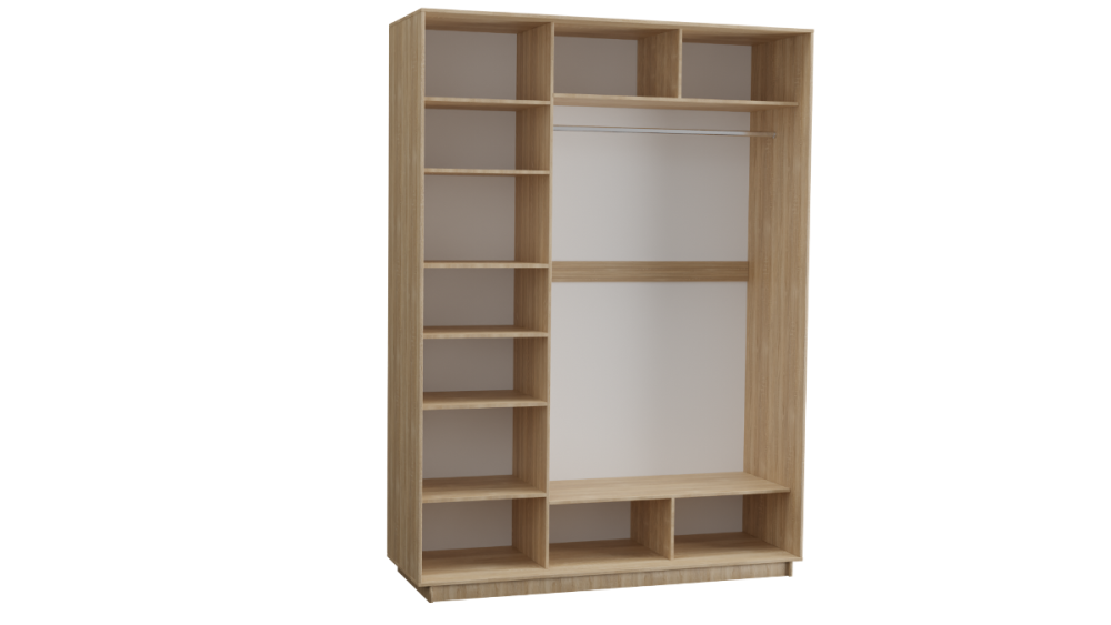 Шкаф-купе 3-х дверный с зеркалом 1800 в цвете Дуб сонома светлый - Фабрика ЭКО