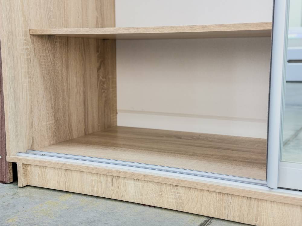 Шкаф-купе 2-х дверный 1600 с зеркалом в цвете Дуб сонома светлый - Фабрика ЭКО