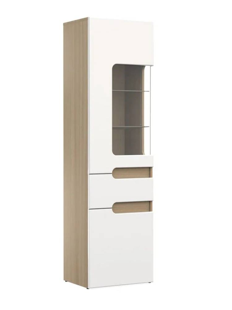 Пенал левый (высокий) «Палермо» в цвете Шимо светлый/Белый глянец - Фабрика ЭКО