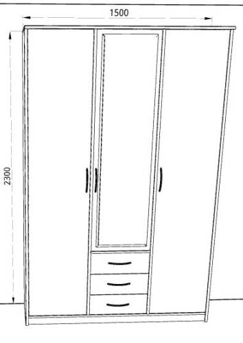 Шкаф комбинированный «Дуэт Люкс» с зеркалом в цвете Дуб Бодега белая - Фабрика ЭКО
