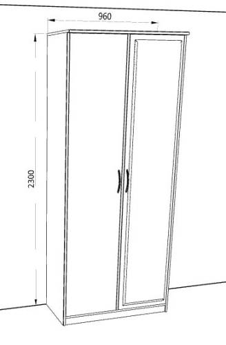 Шкаф 2-х створчатый «Дуэт Люкс» с зеркалом в цвете Дуб Бодега купить в Перми