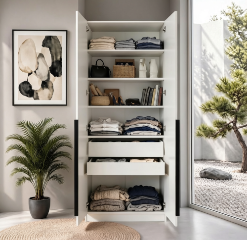 Шкаф 2-х створчатый "Берлин" в белом цвете - Фабрика ЭКО