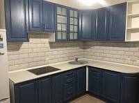 Угловой кухонный гарнитур «Вегас» синий древесный