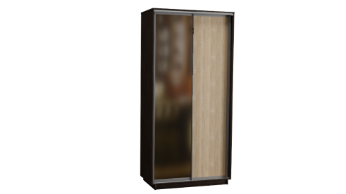 Шкаф-купе 2-х дверный 1200 с зеркалом в цвете Венге/Дуб сонома - Фабрика ЭКО