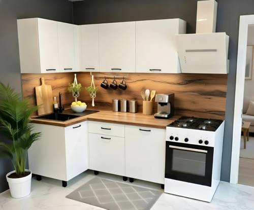 Кухня угловая "Готовое решение" 1600х1000 Белое дерево