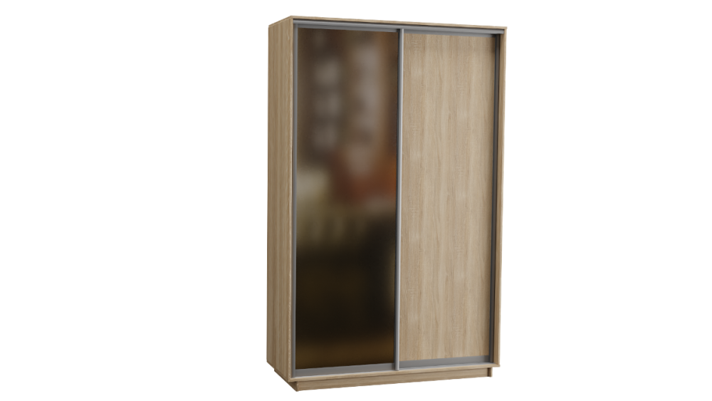 Шкаф-купе 2-х дверный 1600 с зеркалом в цвете Шимо светлый