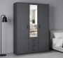 Шкаф комбинированный "Дуэт Люкс" с зеркалом в цвете Графит - Фабрика ЭКО