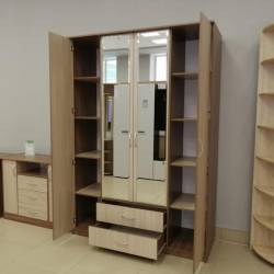 Шкаф 4-х ств. с 2 ящиками «Карина» с зеркалом в цвете Дуб Сонома - Фабрика ЭКО