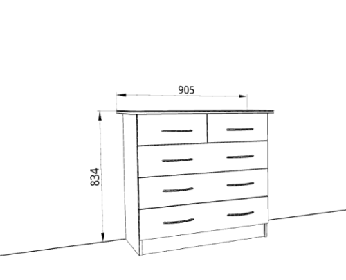 Комод 900 «Дуэт Люкс» с 5-ящиками в цвете Дуб бодега купить в Перми