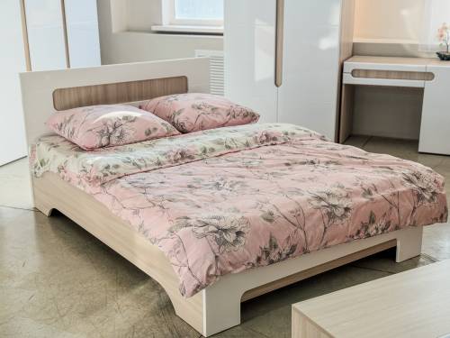 Кровать «Палермо» в цвете Шимо светлый/Белый глянец - Фабрика ЭКО