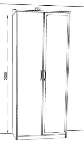 Шкаф 2-х створчатый «Дуэт Люкс» с зеркалом в цвете Дуб Сонома купить в Перми