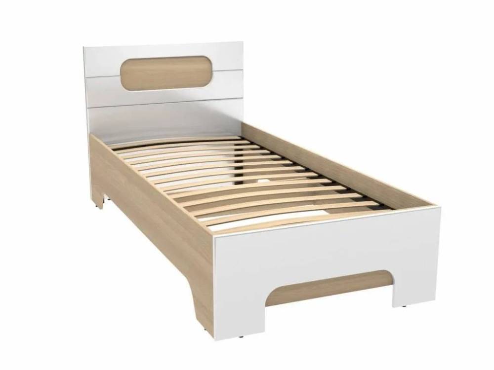 Кровать «Палермо» в цвете Шимо светлый/Белый глянец 900