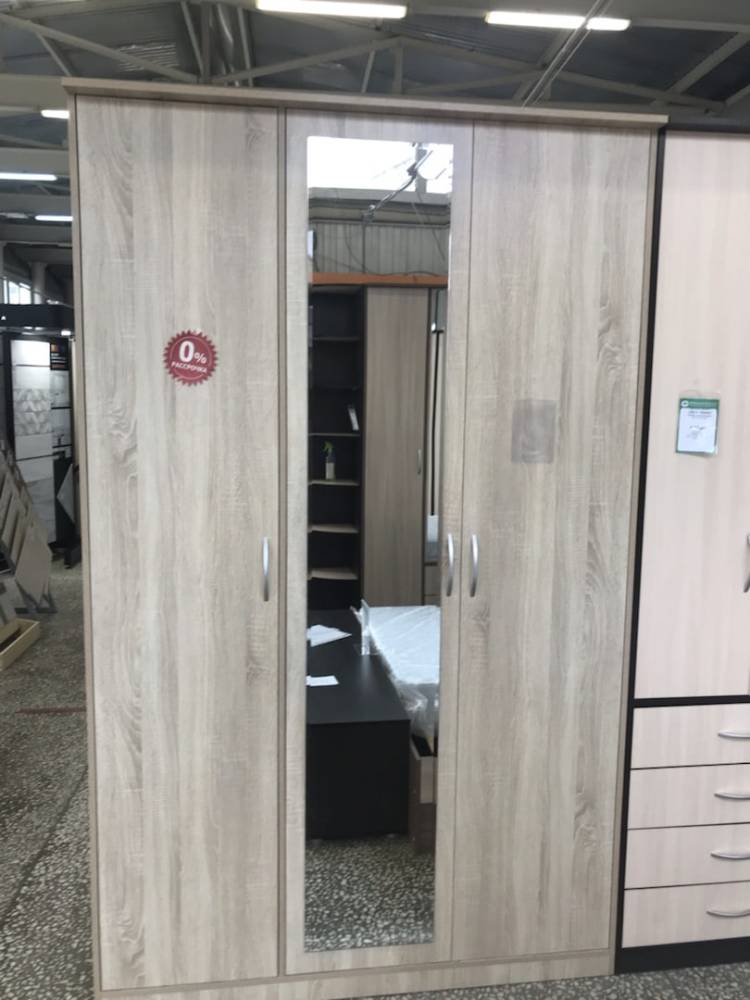 Шкаф 3-х створчатый «Дуэт Люкс» с зеркалом в цвете Дуб Сонома купить в Перми