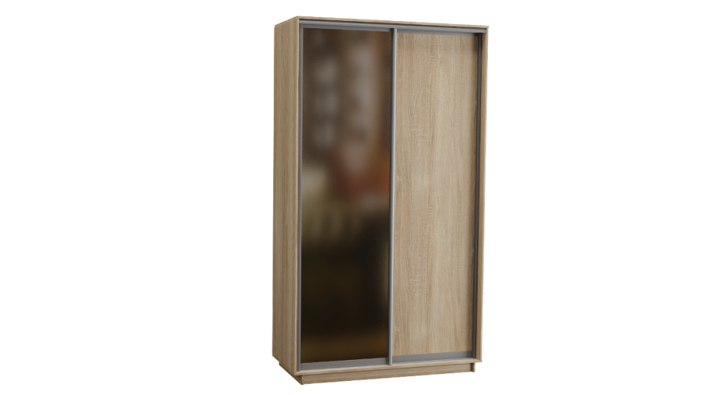 Шкаф-купе 2-х дверный 1400 с зеркалом в цвете Дуб сонома светлый