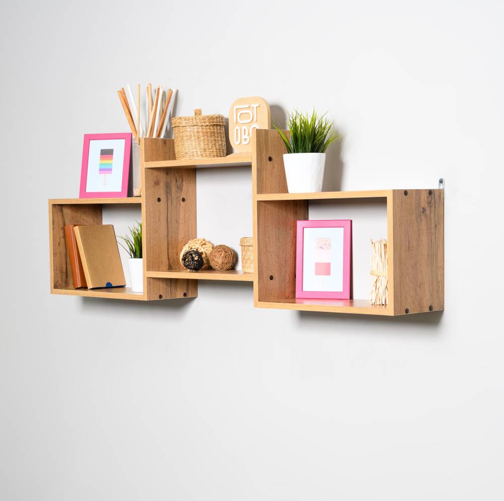 Полка навесная книжная в цвете дуб Вотан - Фабрика ЭКО