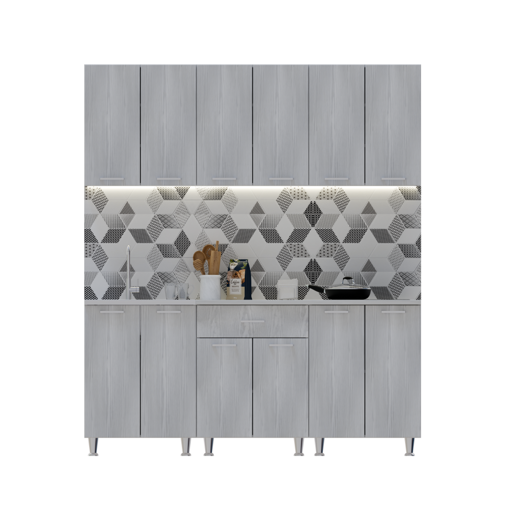 Кухня «Готовое решение 1800» Жемчужный ясень