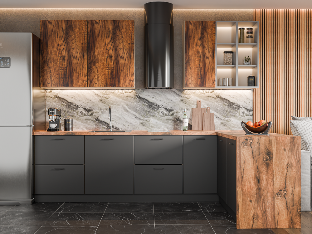 Кухня Лофт Дуб Крафт Графит - Фабрика ЭКО