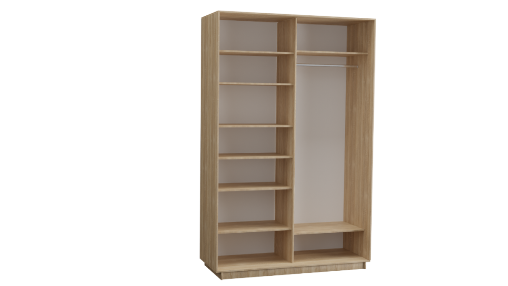 Шкаф-купе 2-х дверный 1600 с зеркалом в цвете Дуб сонома светлый