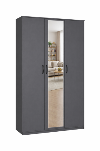 Шкаф 3-х створчатый "Дуэт Люкс" с зеркалом в цвете Графит